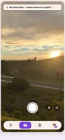 The in-app camera with a Check in button